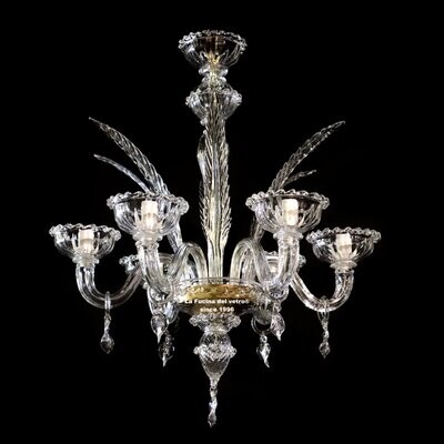 "LANCE FIAMMELLE" Lampadario pastorale in vetro di Murano