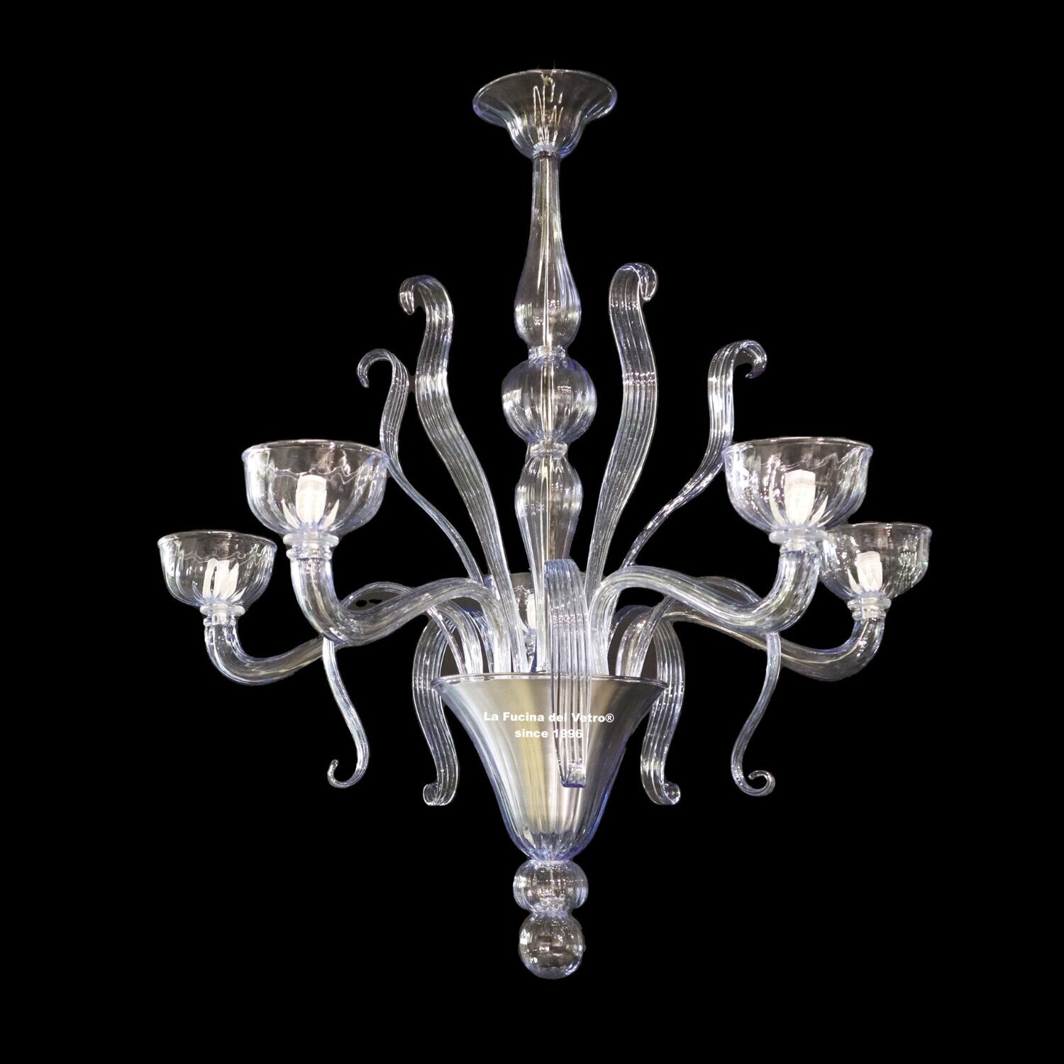 "COBRA" Lampadario pastorale in vetro di Murano celeste