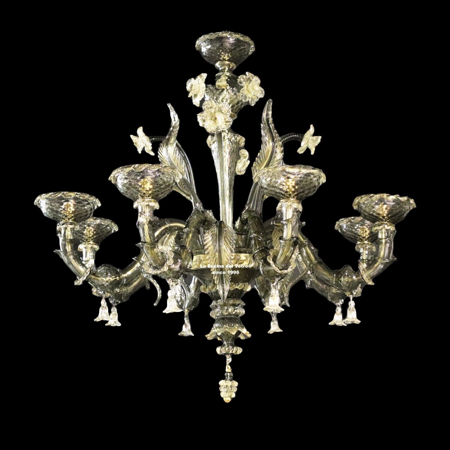 "SEMIREZZONICO MEZZASFERA GRIGIO" Lampadario in vetro di Murano