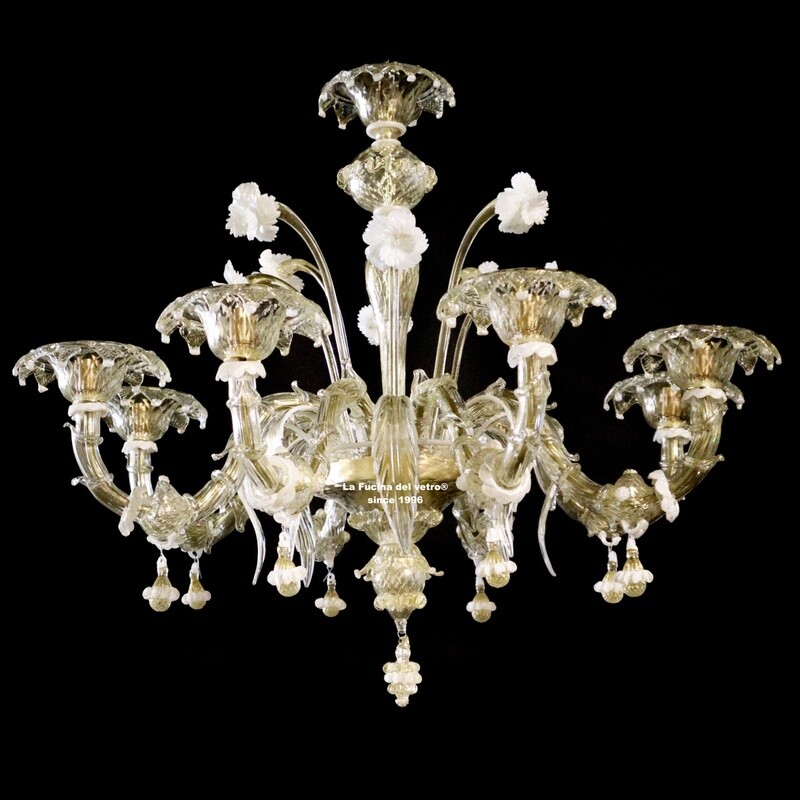 "SEMIREZZONICO TUTTO ORO" Lampadario in vetro di Murano