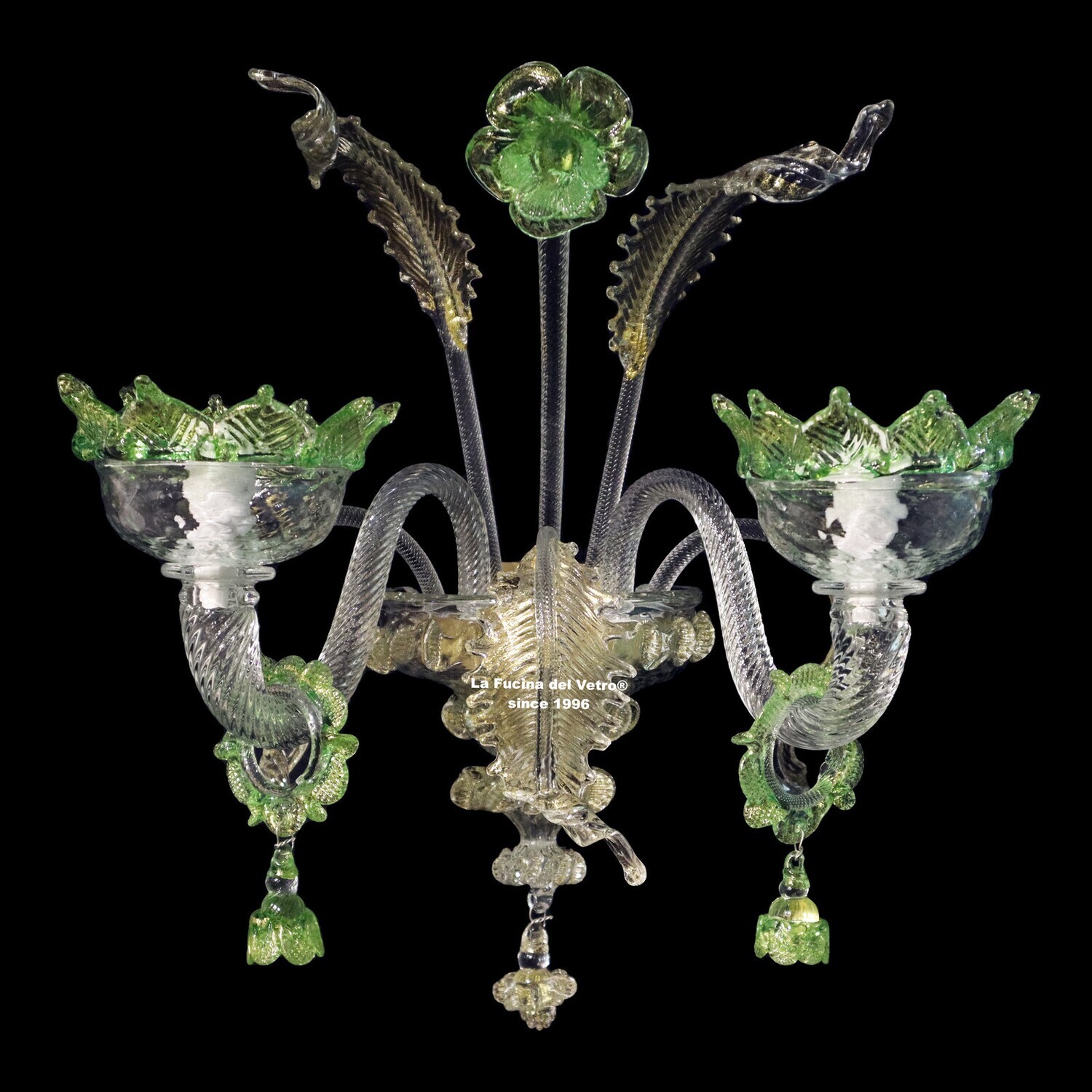 "PENDAGLI VERDE" Applique in vetro di Murano