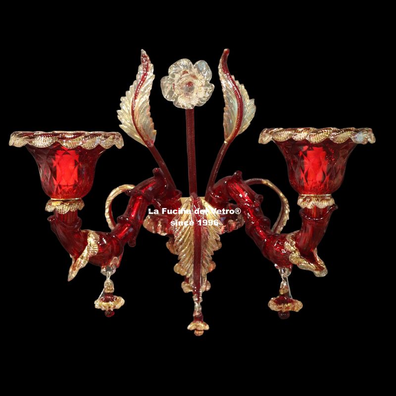 "REZZONICO RED" Murano glass wall light