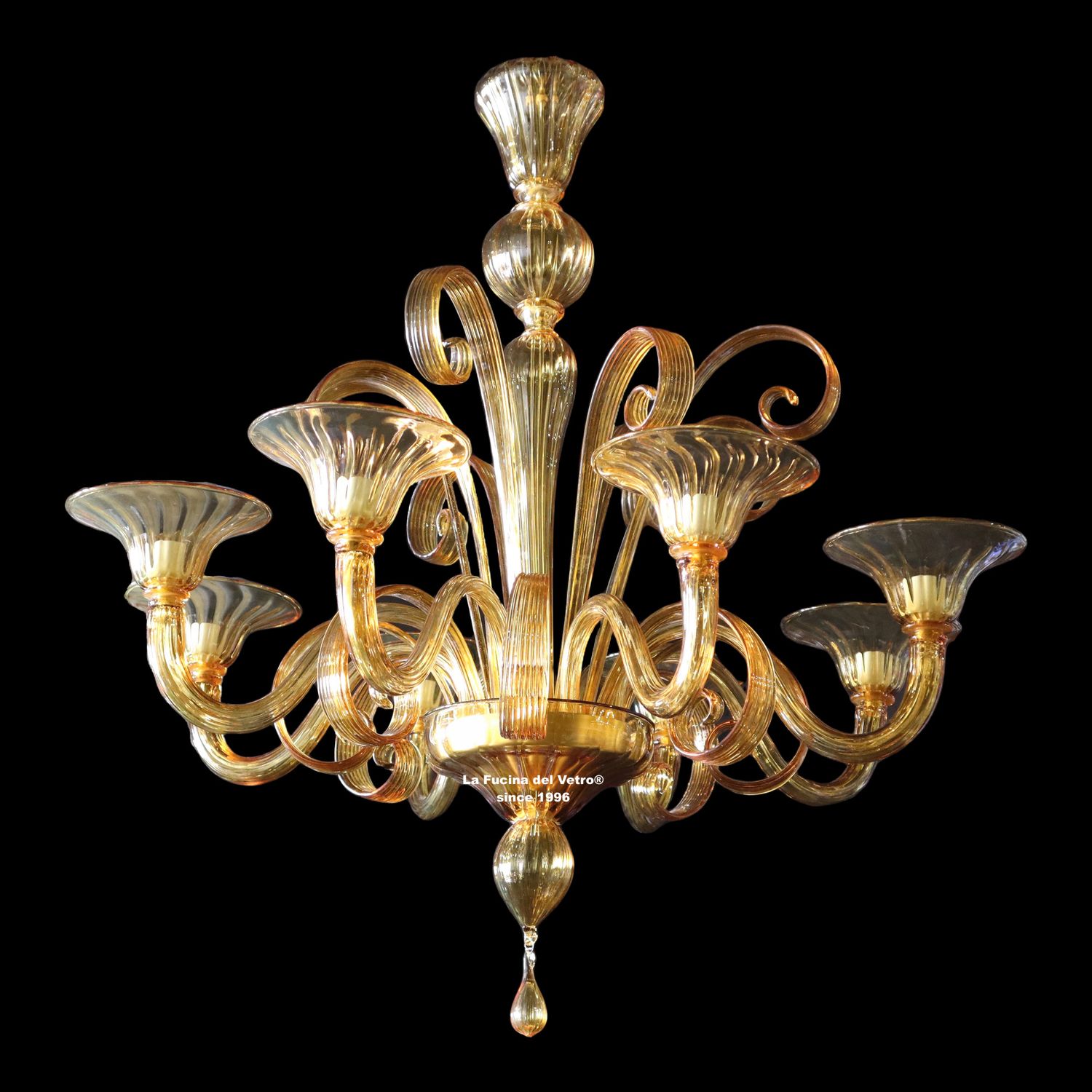 "PASTORALE AMBRA" Lampadario pastorale in vetro di Murano