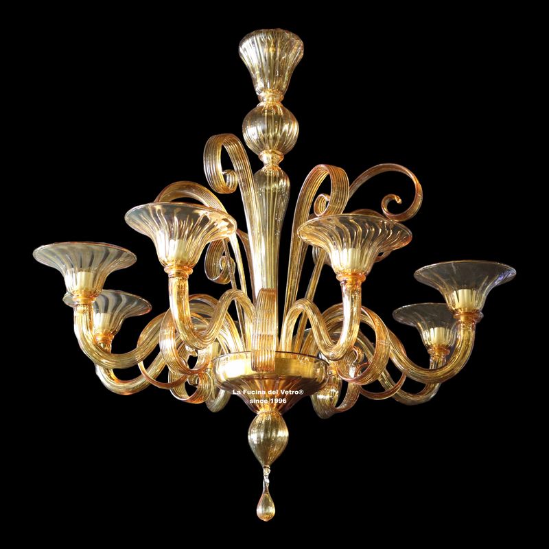 "PASTORAL AMBER" pastoral Murano glass chandelier