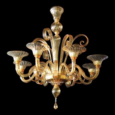 "PASTORALE AMBRA" Lampadario pastorale in vetro di Murano
