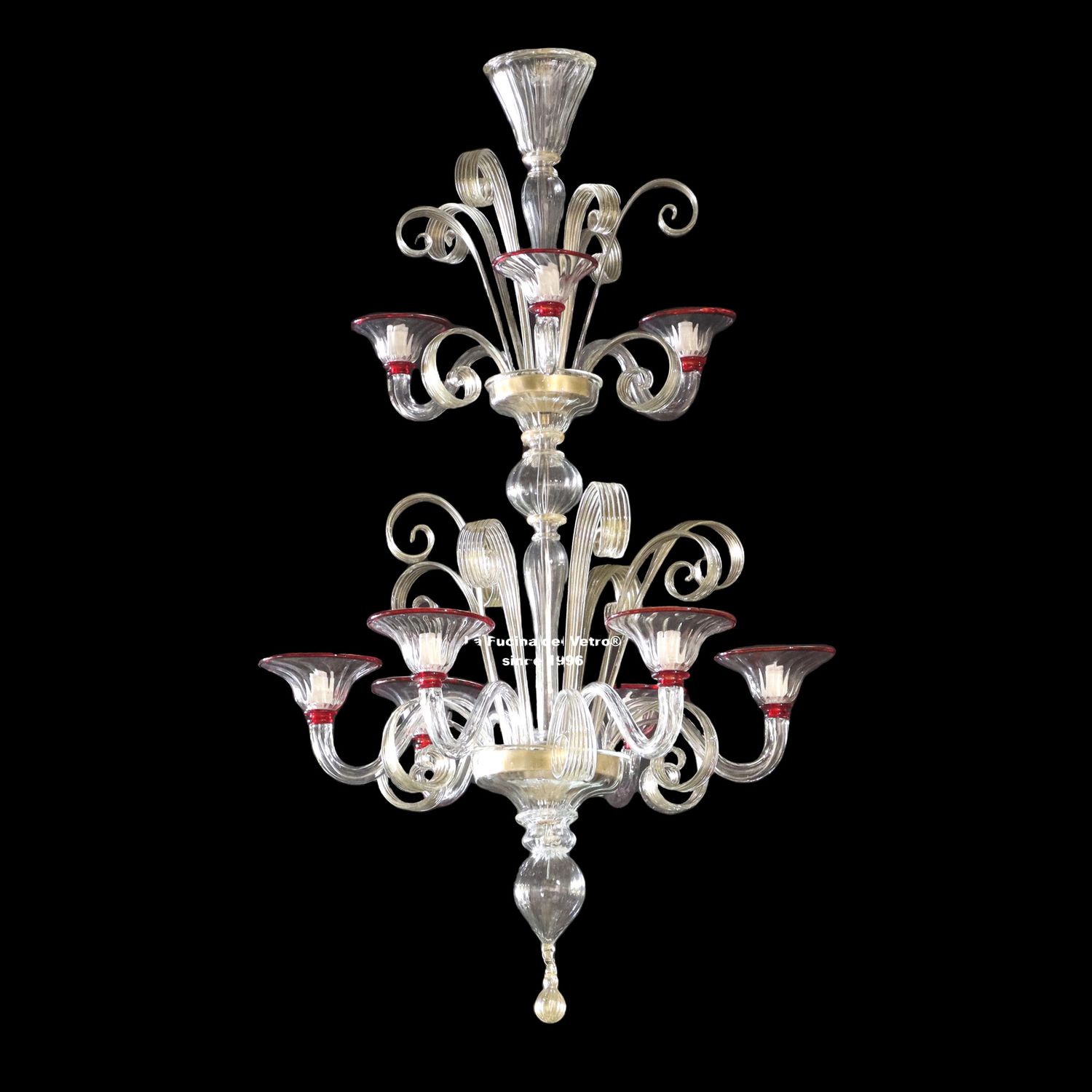 "PASTORALE TWIN ORO" Lampadario in vetro di Murano