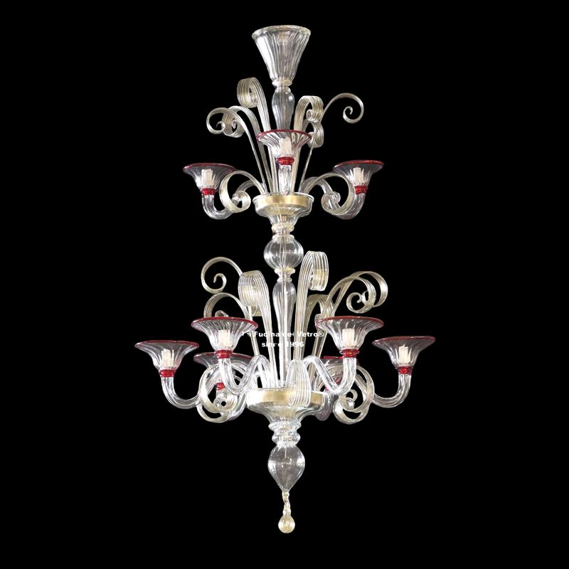 "PASTORAL TWIN GOLD" Murano glass chandelier