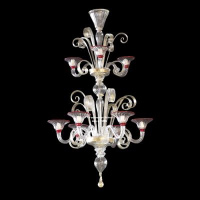 "PASTORALE TWIN ORO" Lampadario in vetro di Murano