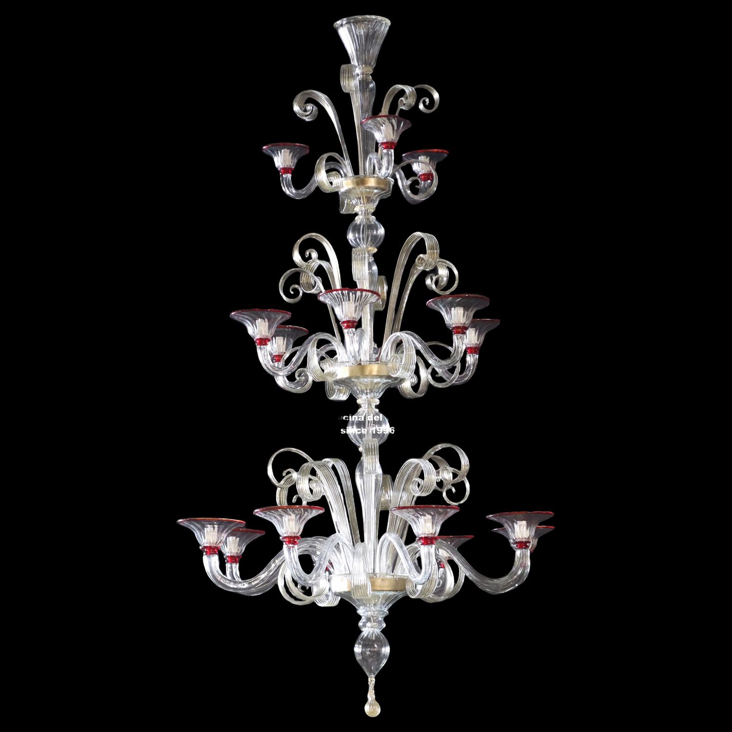 "PASTORALE XXL ORO" Lampadario pastorale in vetro di Murano