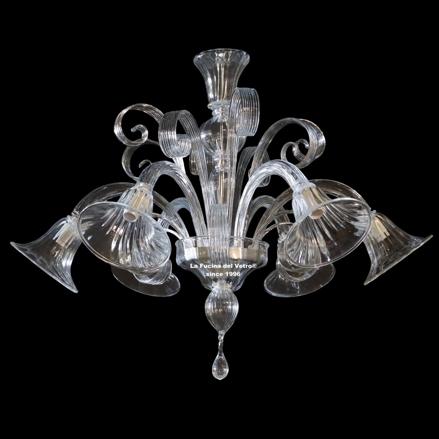 "GIU CRISTALLO" Lampadario in vetro di Murano