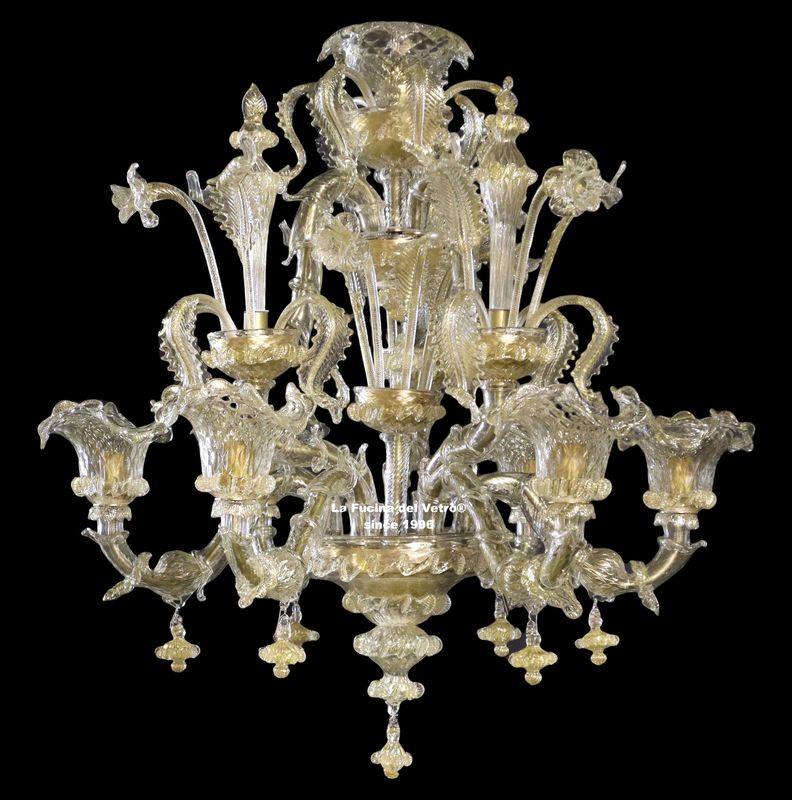 "REZZONICO REALE" Lampadario in vetro di Murano