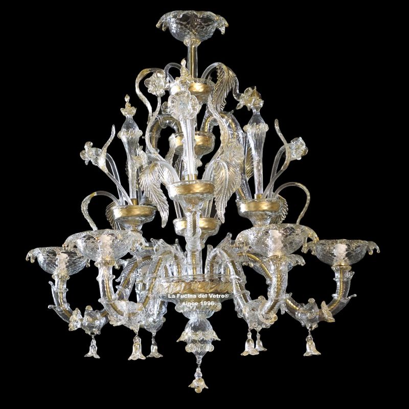 "REZZONICO ORO" Lampadario in vetro di Murano