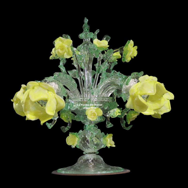 "ROSETO GIALLO" Flambeau in vetro di Murano