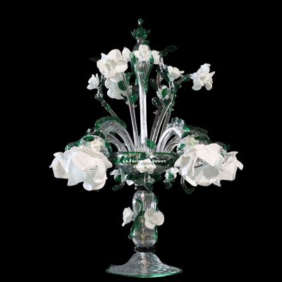 "ROSETO BIANCO" Flambeau in vetro di Murano