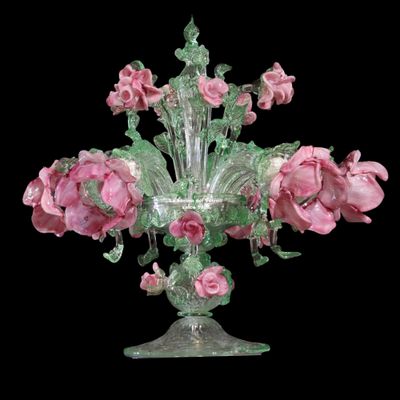 "ROSETO ROSA" Flambeau in vetro di Murano