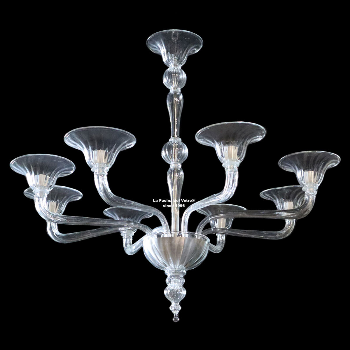 "PIPA CRISTALLO" Lampadario moderno in vetro di Murano