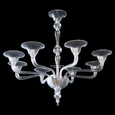 "PIPA CRISTALLO" Lampadario moderno in vetro di Murano
