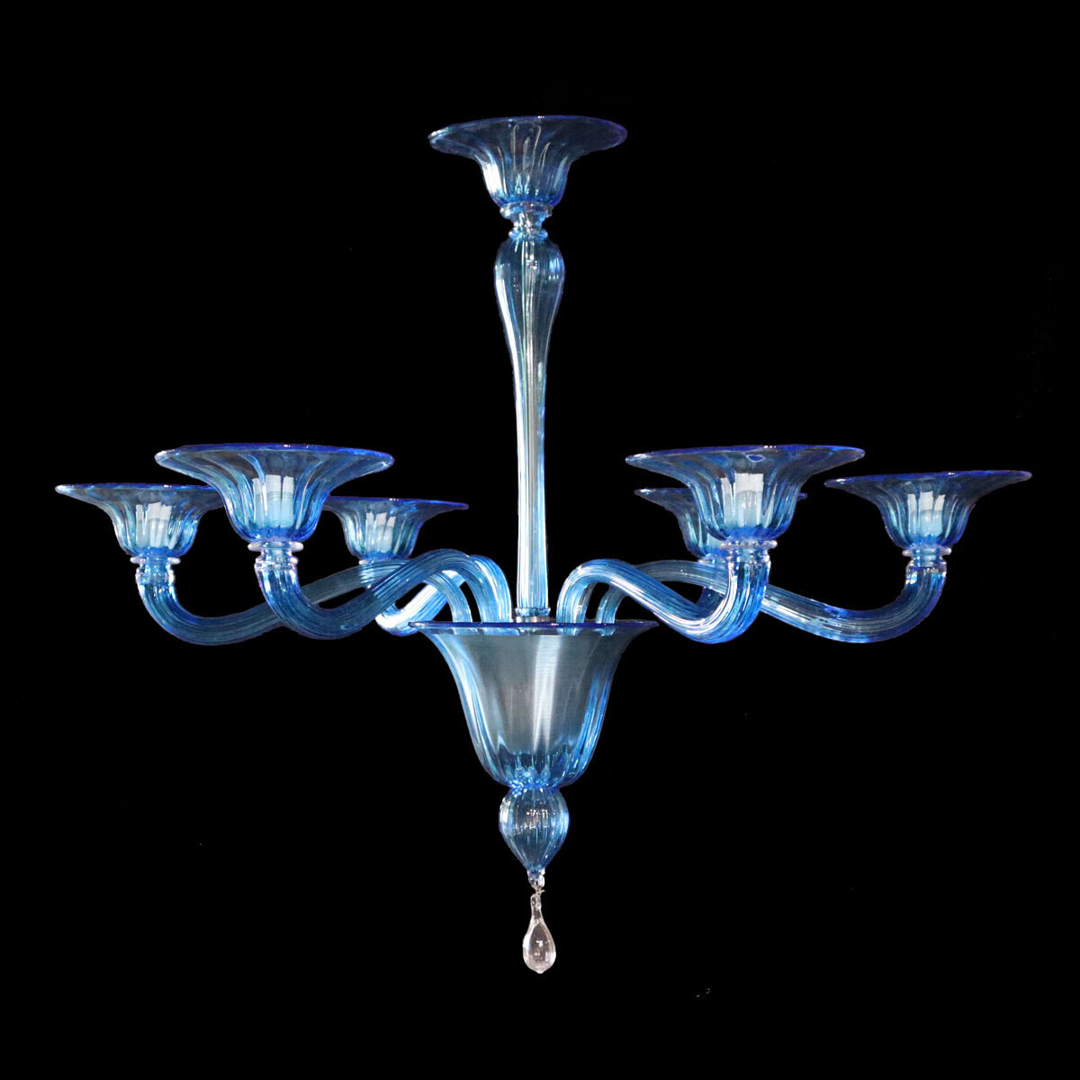 "PIPA ACQUAMARE" Lampadario moderno in vetro di Murano