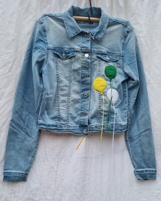 Up Up and Away teen denim jacket with Balloons!