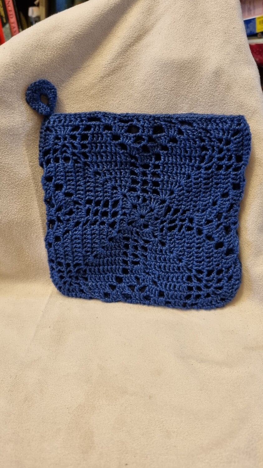 Blue crochet purse