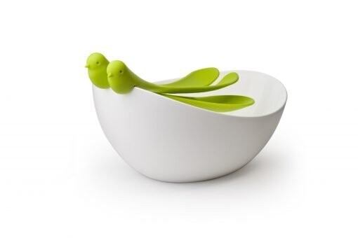 Saladeschaal met vogelbestek
