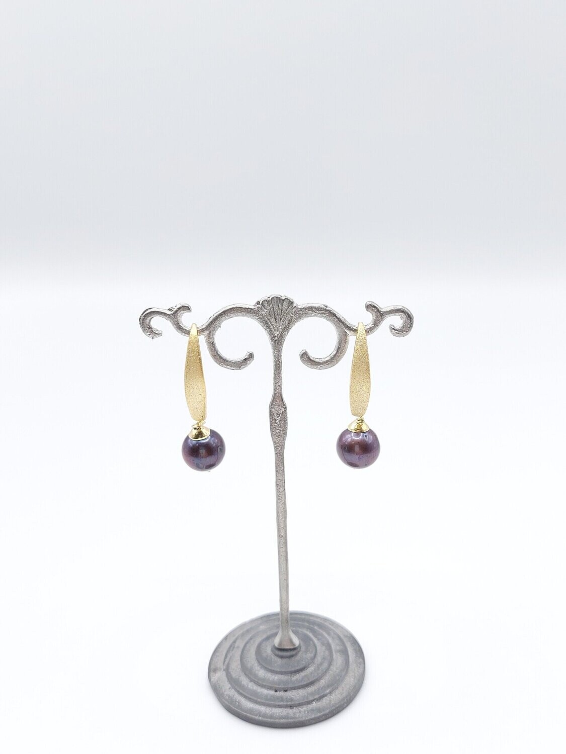 Süßwasserzuchtperle  Ohrschmuck Violett Gold
