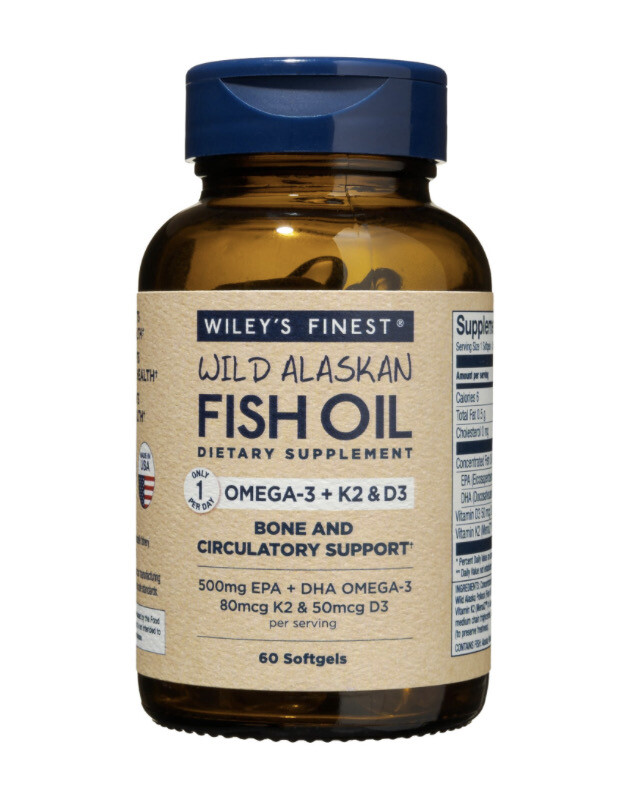 Wileys Finest Fish Oil Omega-3 + K2 & D3 60 Softgels