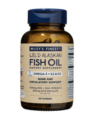 Wileys Finest Fish Oil Omega-3 + K2 &amp; D3 60 Softgels
