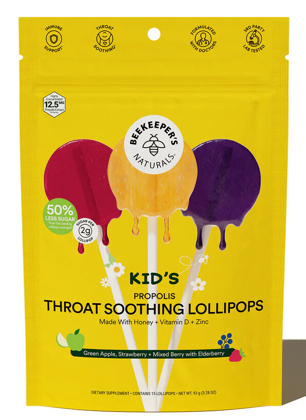 Beekeeper&#39;s Naturals Throat Soothing Lollipops Bag