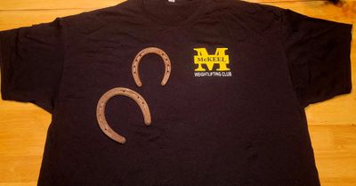 Rare memorial t-shirt and bending horse shoes