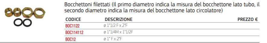 BOCCHETTONI X CIRCOLATORE OTTONATI 1" 1/4 X 3/4" F
