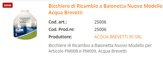 BICCHIERE DI RICAMBIO SERIGRAFATO MINIDOS ACQUASIL