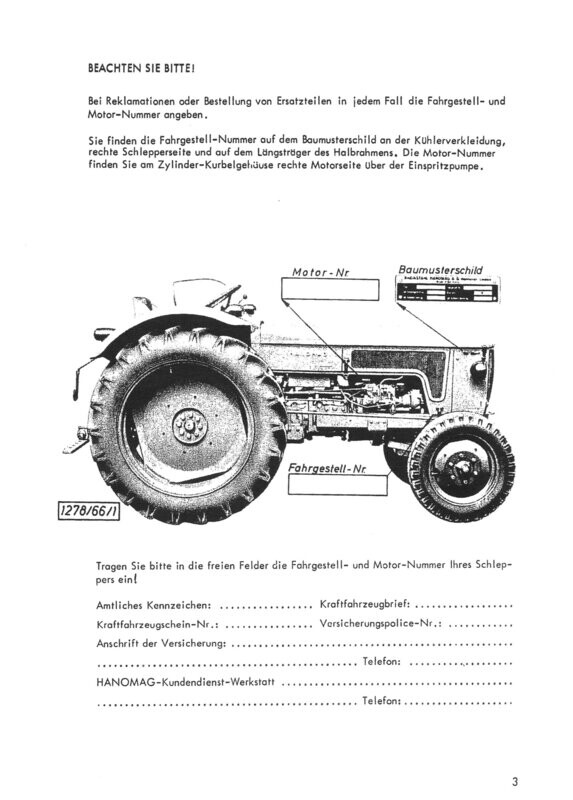 Hanomag Brillant 600 (rund), Betriebsanleitung