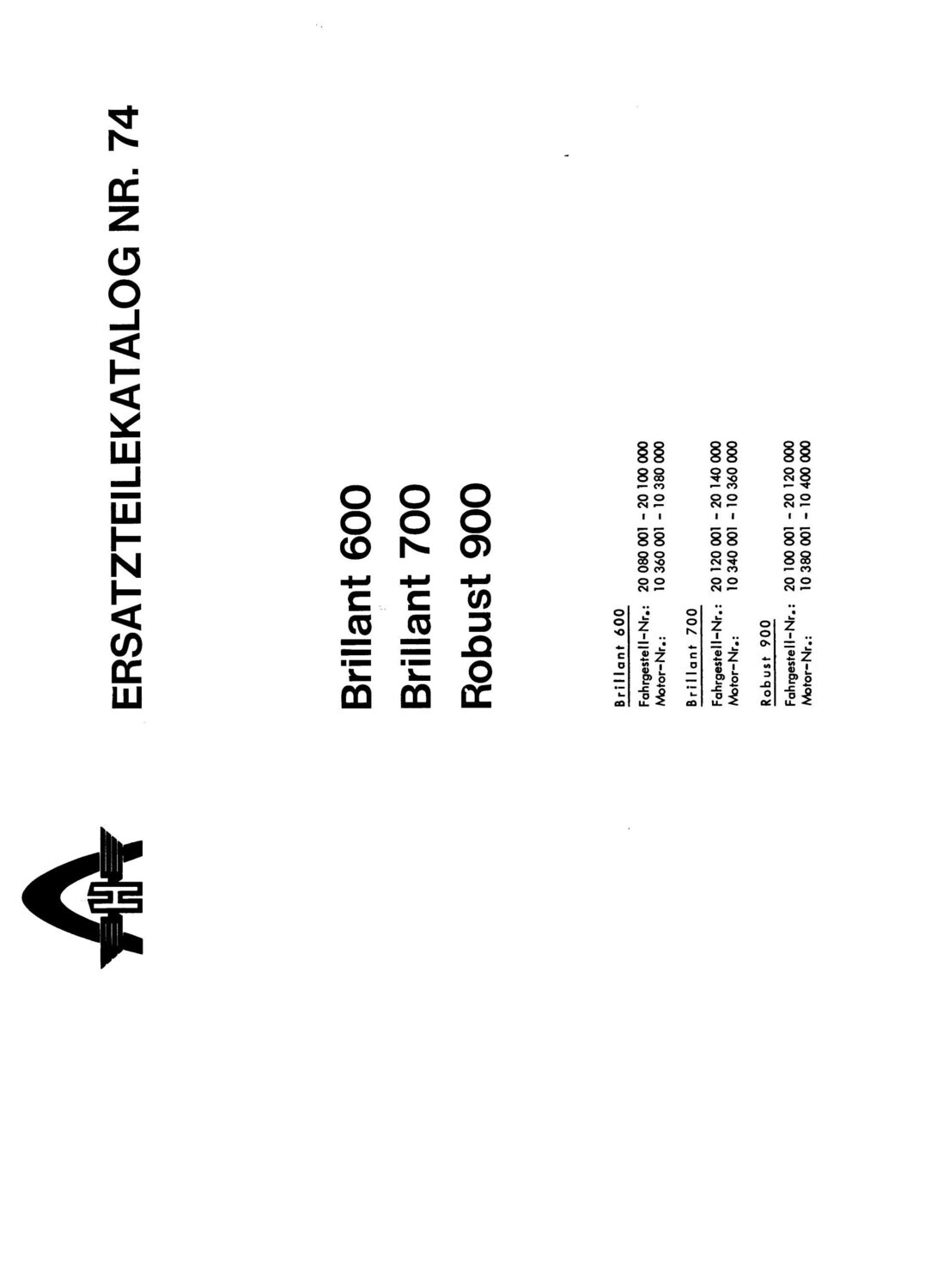 Hanomag Brillant 601/701, Robust 901, Ersatzteilliste