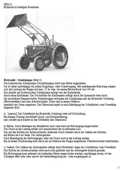 Hanomag R16, R22, R28, Betriebsanleitung für Hydraulische Hebeanlage