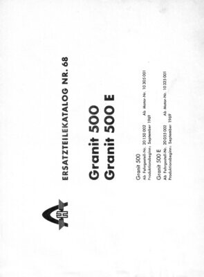 Hanomag Granit 501 - 501E, Ersatzteilliste Nr. 68