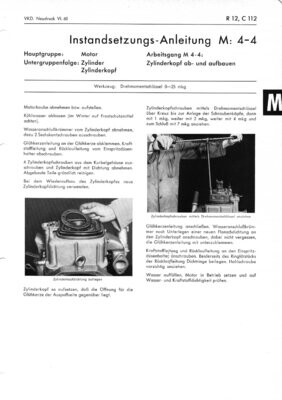 D611, D611S, C114 Instandsetzungsanleitung für Motor D611, D611S, C114 Instandsetzungsanleitung für Motor