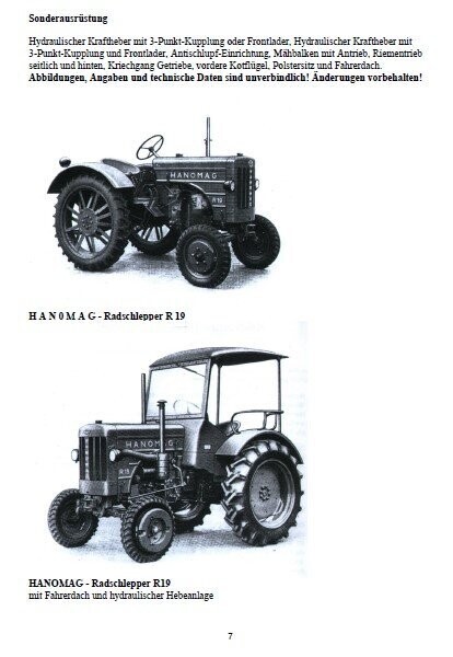 Hanomag R19 Betriebsanleitung Hanomag R19 Betriebsanleitung