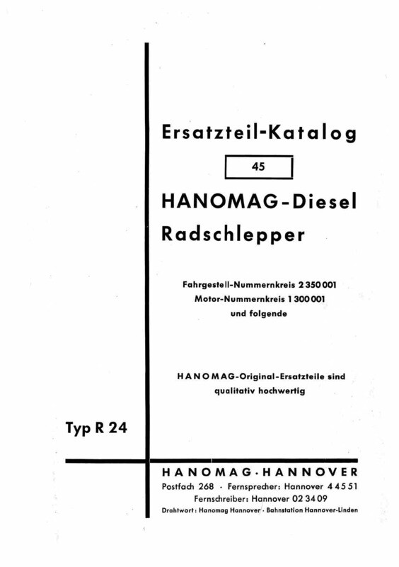 Hanomag R24, Ersatzteilliste Nr.45 Hanomag R24, Ersatzteilliste Nr.45