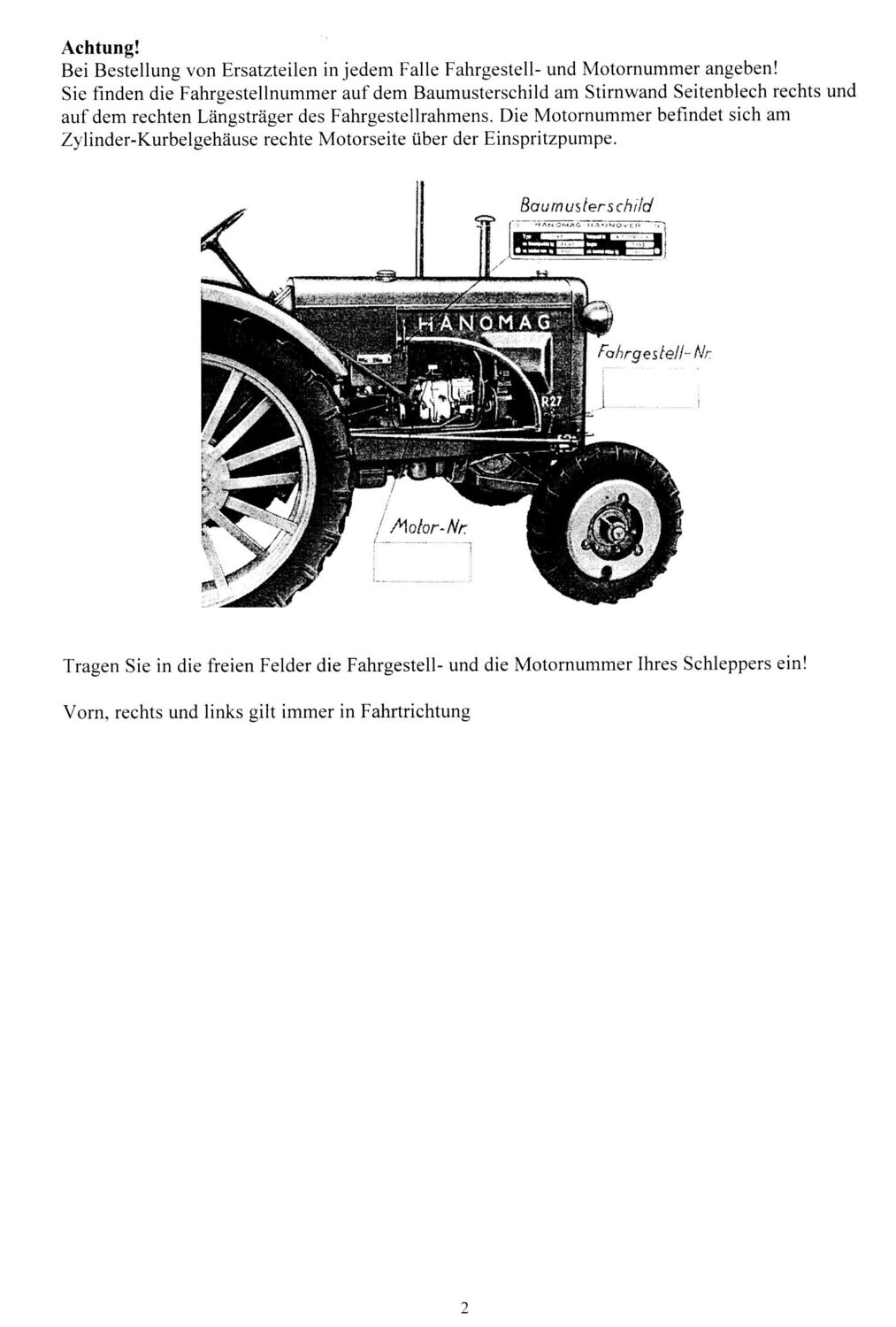 Hanomag R27 (identisch mit R22) Betriebsanleitung Hanomag R27 (identisch mit R22) Betriebsanleitung