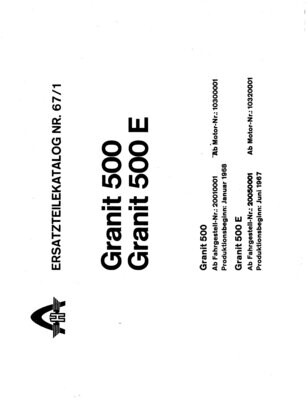 Hanomag Granit 500 - 500E, Ersatzteilliste Nr.67 - 1 Hanomag Granit 500 - 500E, Ersatzteilliste Nr.67 - 1