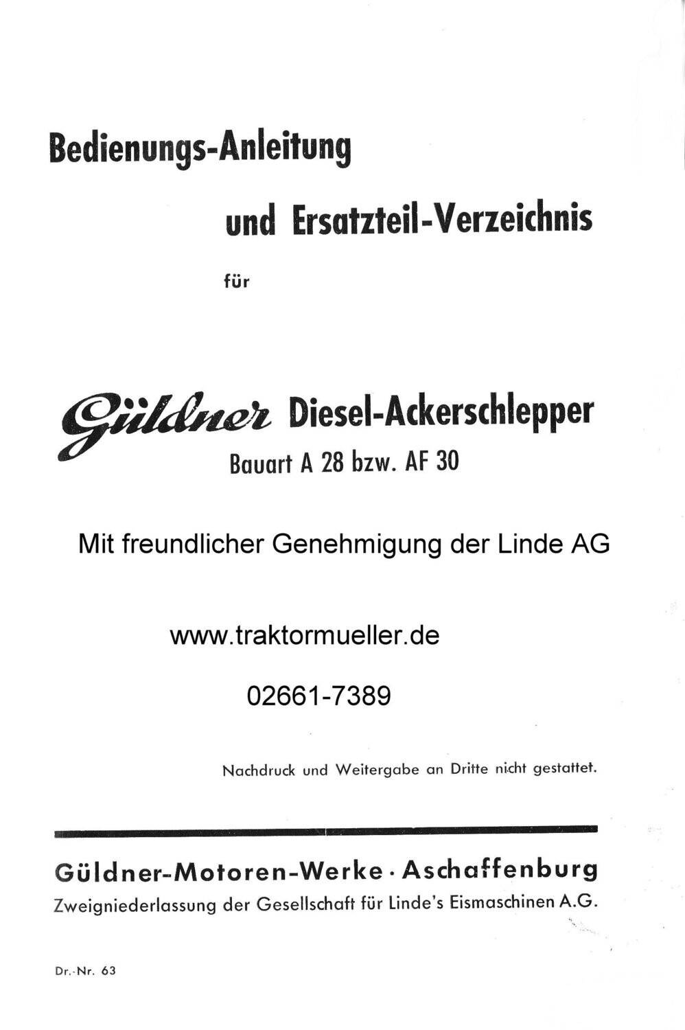 GÜLDNER A28 - AF30 Betriebsanleitung und Ersatzteilliste