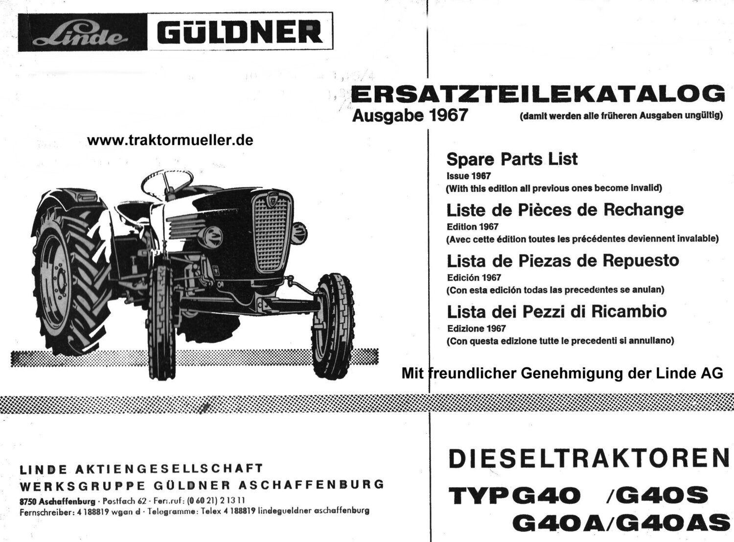 Güldner G40, G40S, G40A, G40AS Ersatzteilkatalog Güldner G40, G40S, G40A, G40AS Ersatzteilkatalog