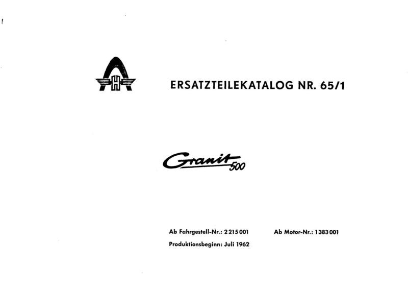 Hanomag Granit 500 (rund) Ersatzteilliste Nr.65 - 1 Hanomag Granit 500 (rund) Ersatzteilliste Nr.65 - 1