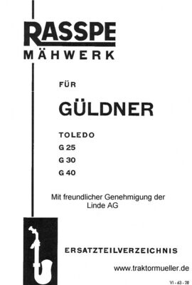 G25, G30, G40, Toledo, Ersatzteilverzeichnis RASSPE Mähwerk G25, G30, G40, Toledo, Ersatzteilverzeichnis RASSPE Mähwerk