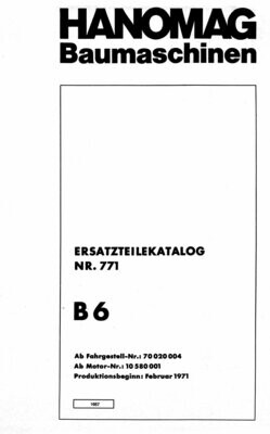 HANOMAG Radlader B6 Ersatzteilkatalog Nr.771