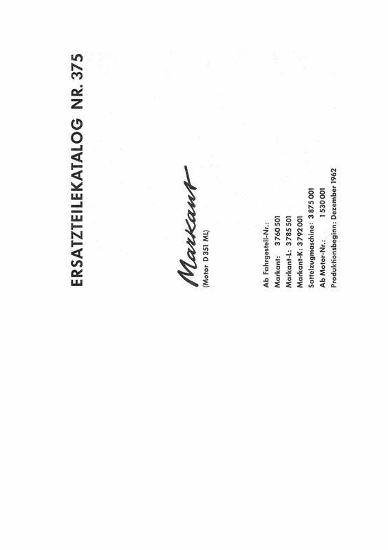 Hanomag Markant Ersatzteilliste Motor D 351 ML