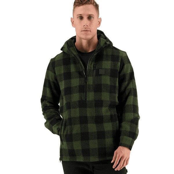 Swanndri Reidston Wool Anorak Olive/Black Check Swanndri Reidston Wool Anorak Olive/Black Check