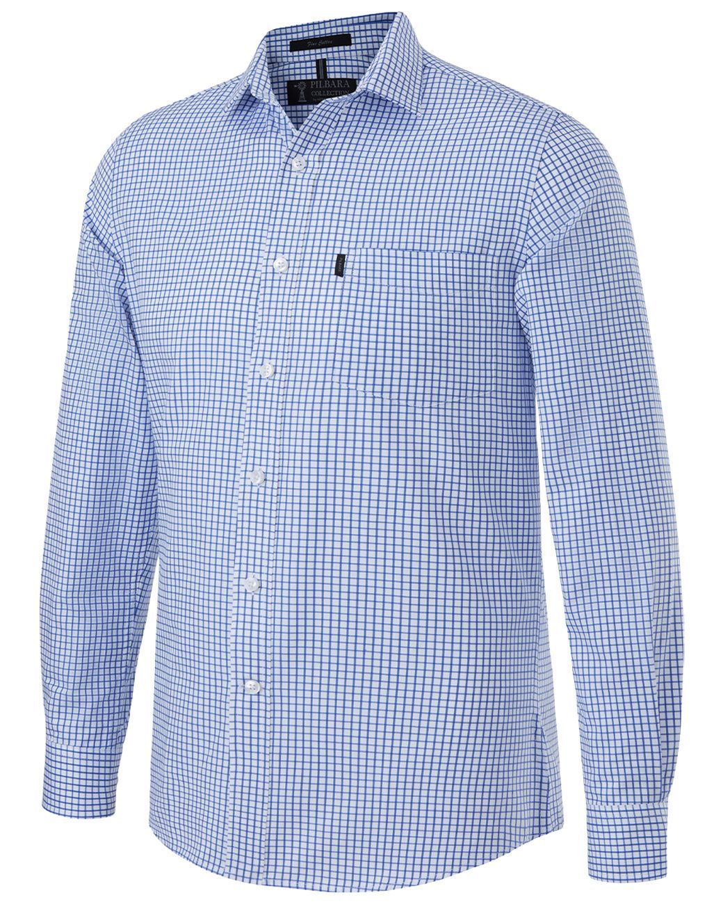 Men's Pilbara Check L/S Shirt Blue-White