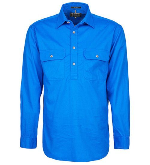 Men's Pilbara Closed Front Shirt Light Blue
